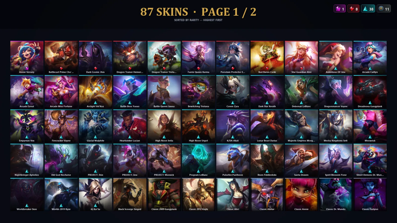[LoL] | TR | Level 126 | 112 Champions | 87 Skins