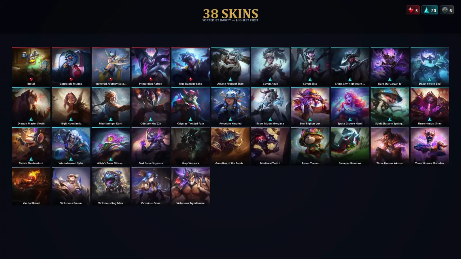[LoL] | TR | Level 30 | Challenger | 89 Champions | 38 Skins | 25,626 BE — LoL account