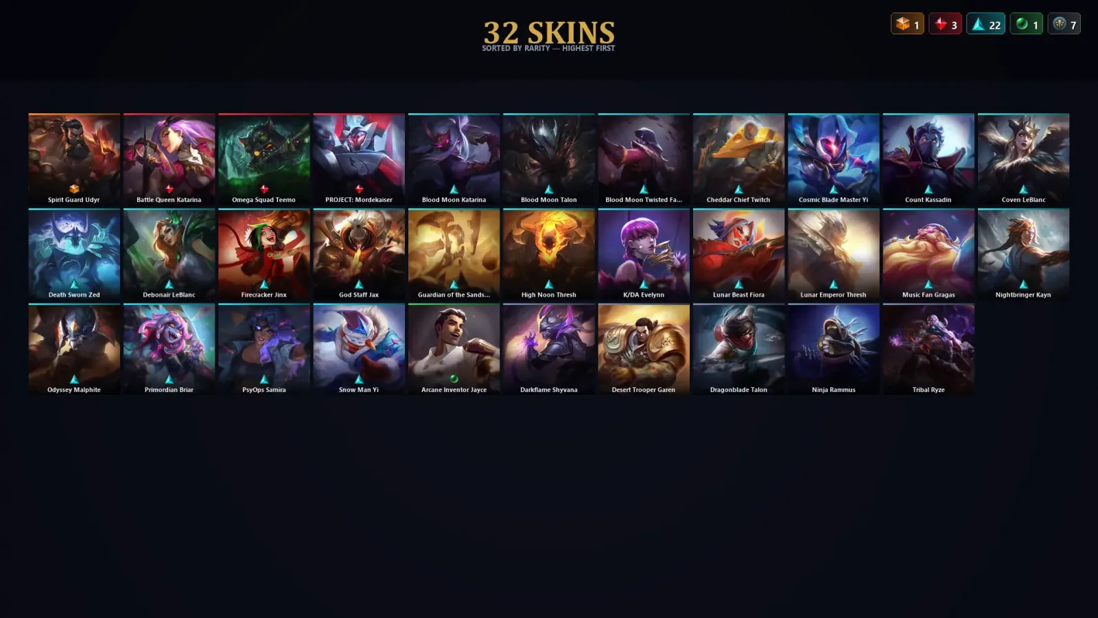 [LoL] | TR | Level 116 | Diamond IV | 87 Champions | 32 Skins | 27,440 BE