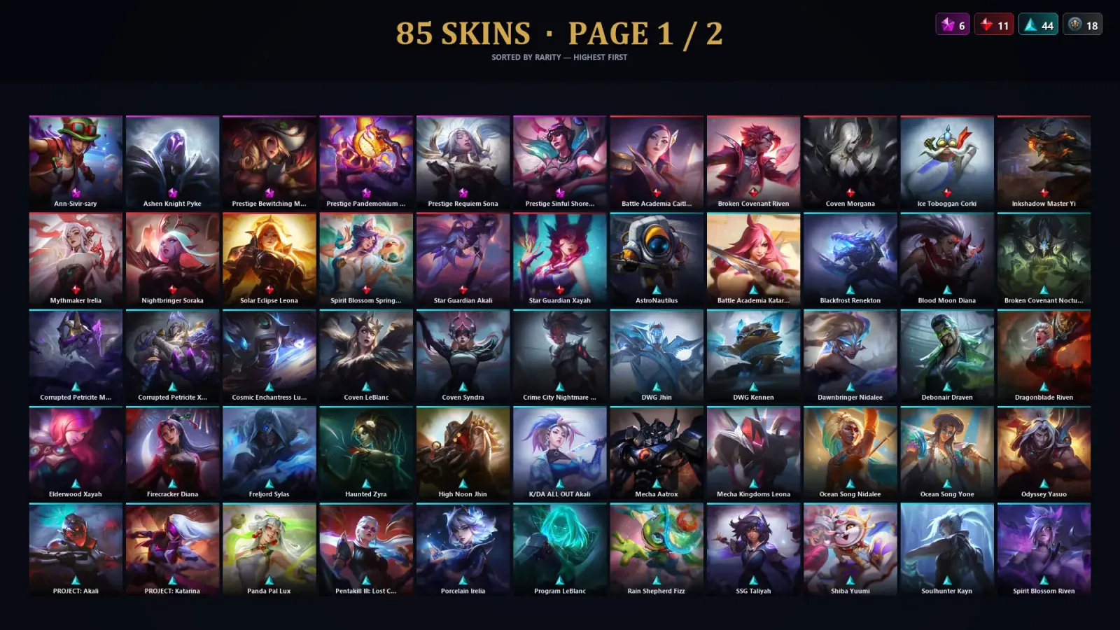 [LoL] | TR | Level 30 | Master | 152 Champions | 85 Skins | 29,214 BE