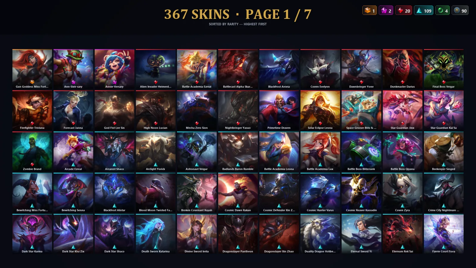 [LoL] | TR | Level 417 | Gold I | 173 Champions | 367 Skins | 52,119 BE