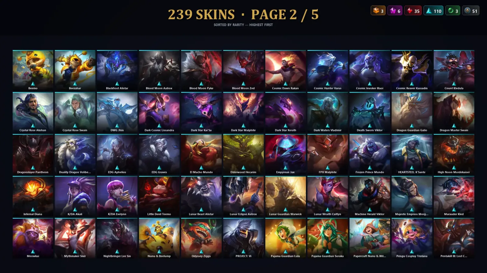 [LoL] | TR | Level 500 | Silver I | 172 Champions | 239 Skins | 315,433 BE — LoL account