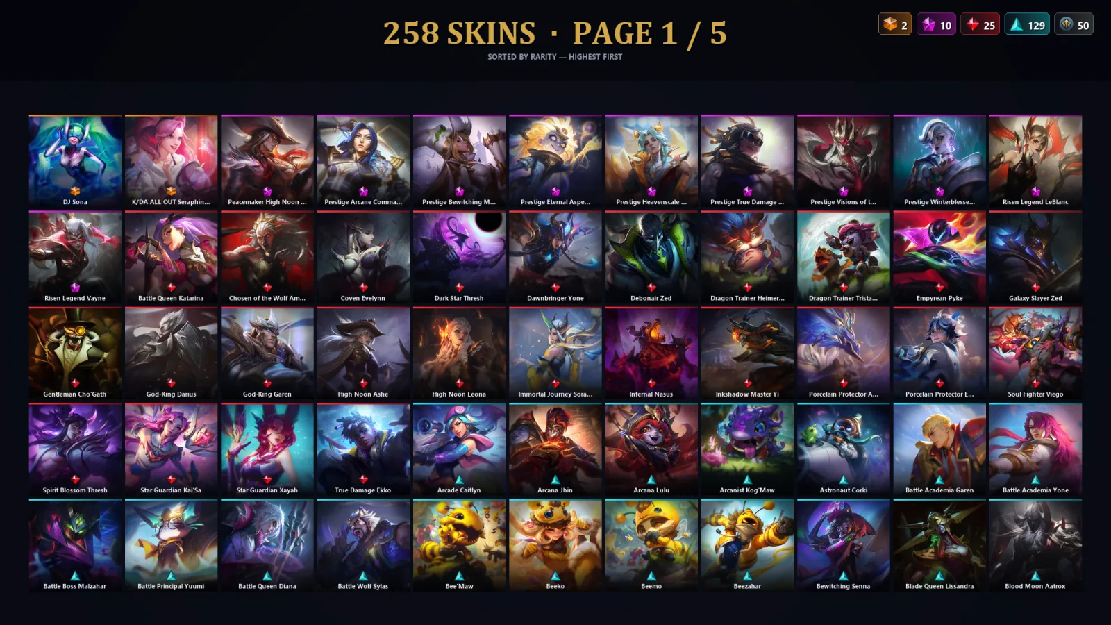 [LoL] | EUW | Level 232 | Gold IV | 171 Champions | 258 Skins