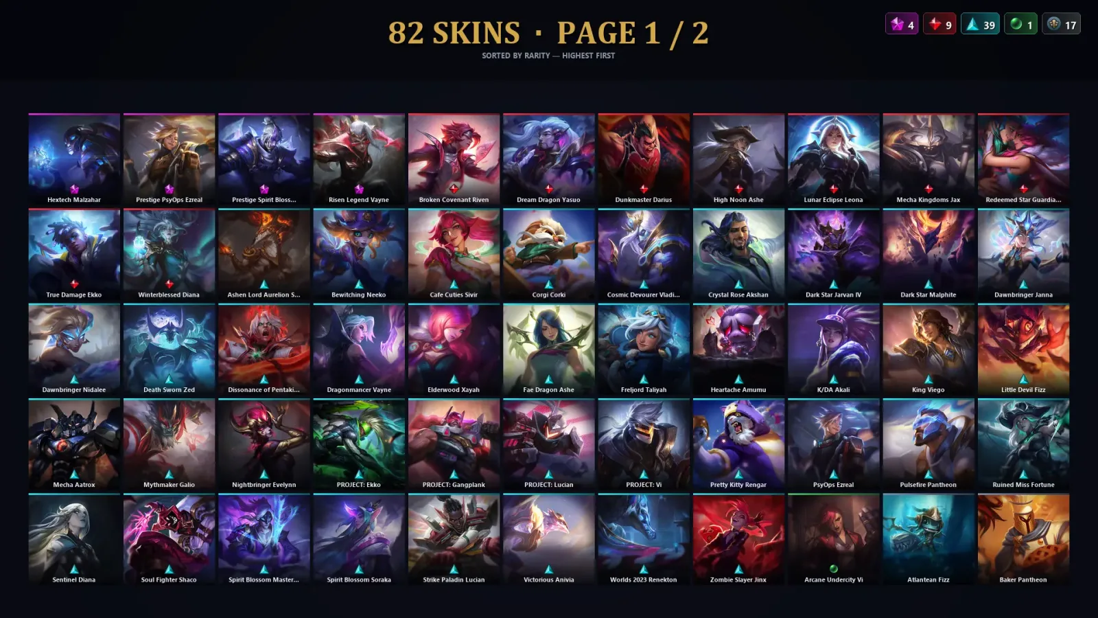 [LoL] | TR | Level 191 | Platinum II | 124 Champions | 82 Skins | 51,612 BE