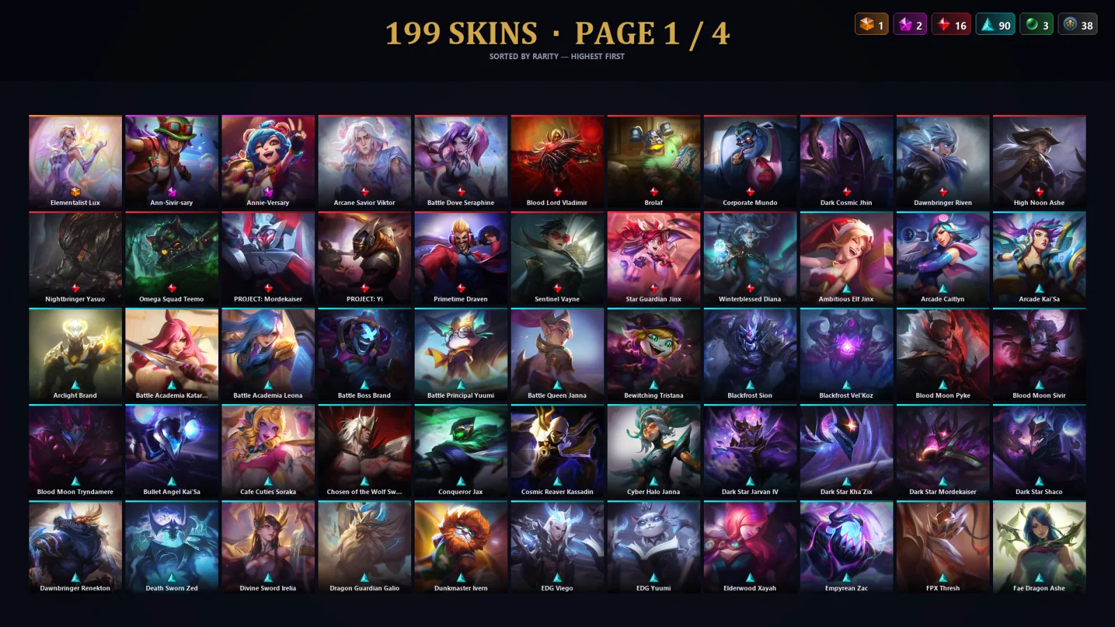 [LoL] | TR | Level 483 | Gold III | 173 Champions | 167 Skins | 130,001 BE