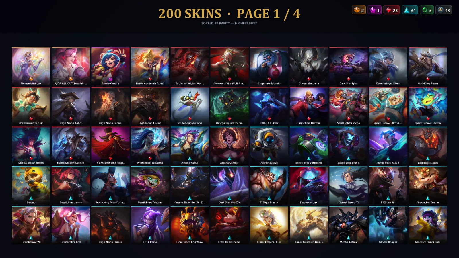 [LoL] | NA | Level 335 | 172 Champions | 168 Skins | 79,951 BE