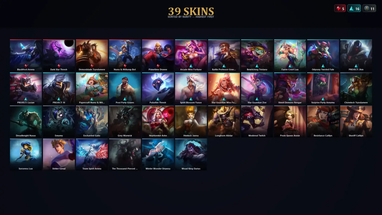 [LoL] | EUW | Level 347 | 172 Champions | 39 Skins | 63,313 BE