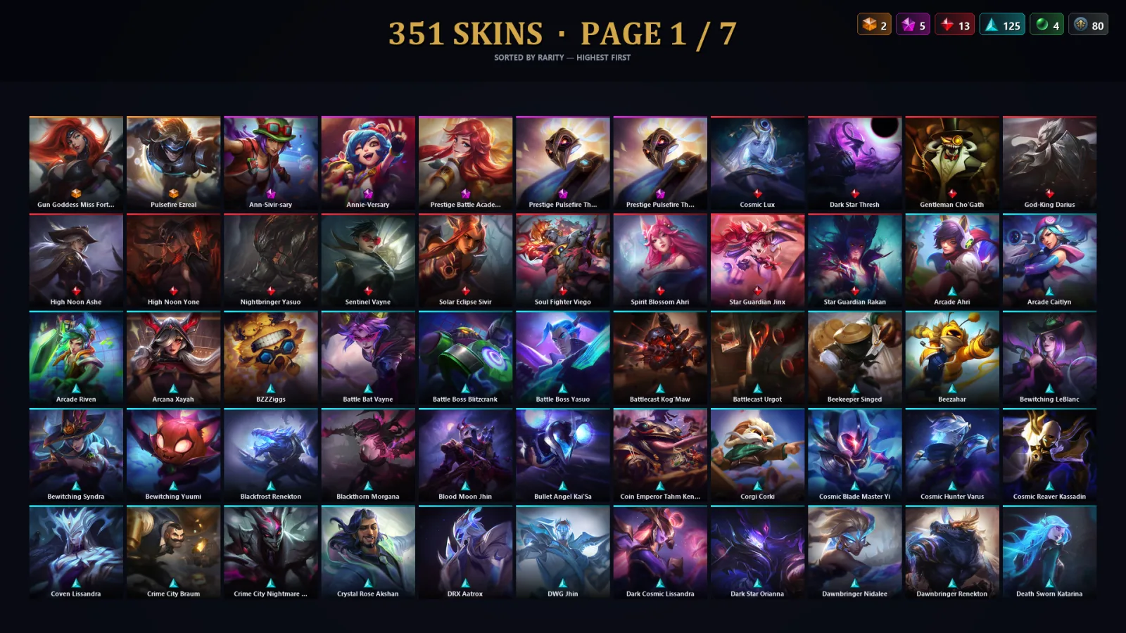[LoL] | TR | Level 500 | Diamond IV | 173 Champions | 319 Skins | 373,977 BE