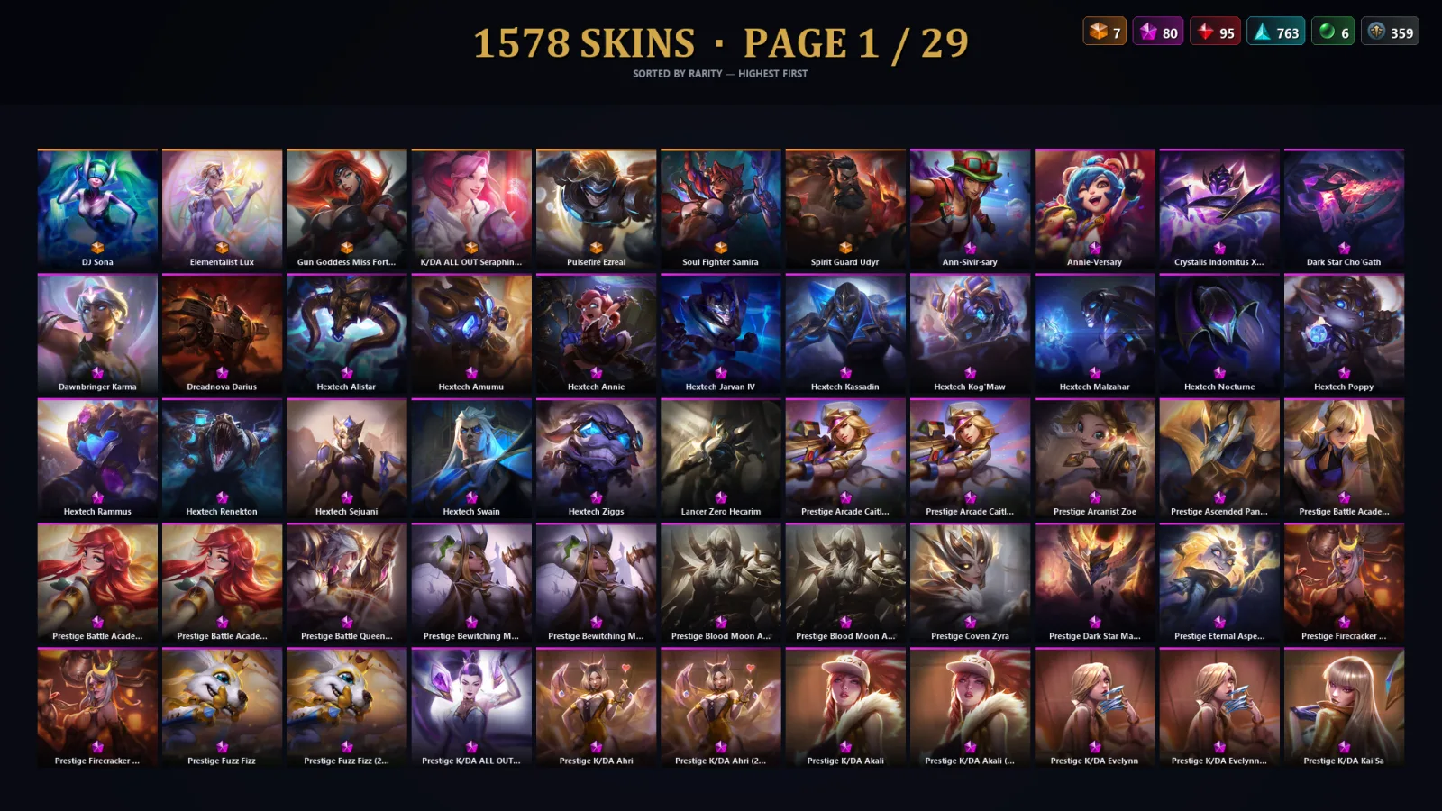 [LoL] | EUW | Level 30 | 173 Champions | 1546 Skins | 120,779 BE