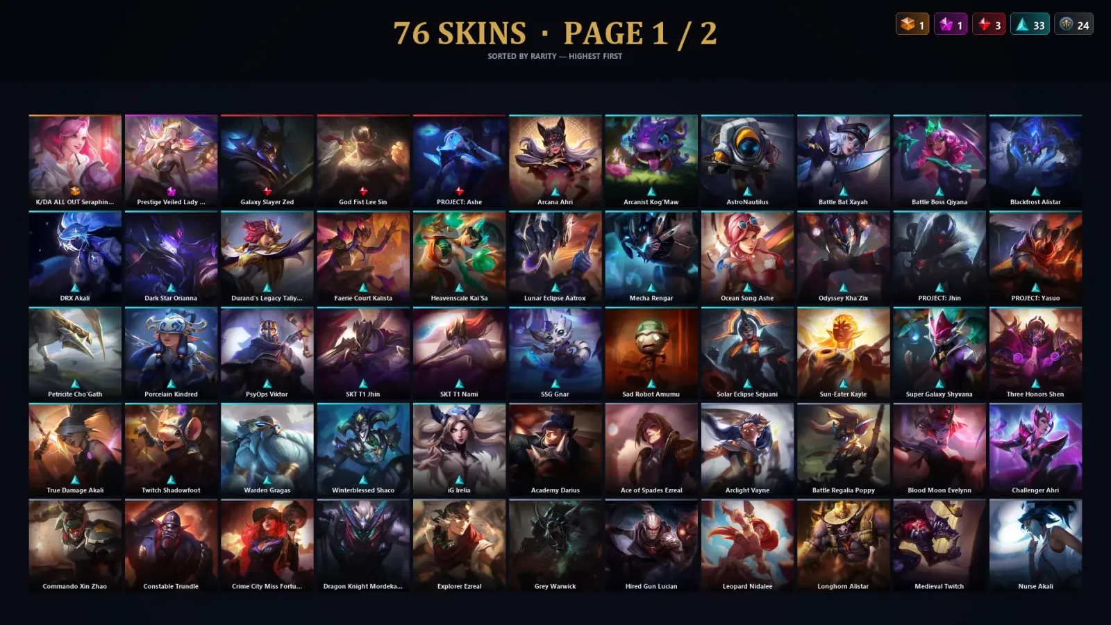 [LoL] | TR | Level 232 | Gold I | 173 Champions | 76 Skins | 16,333 BE