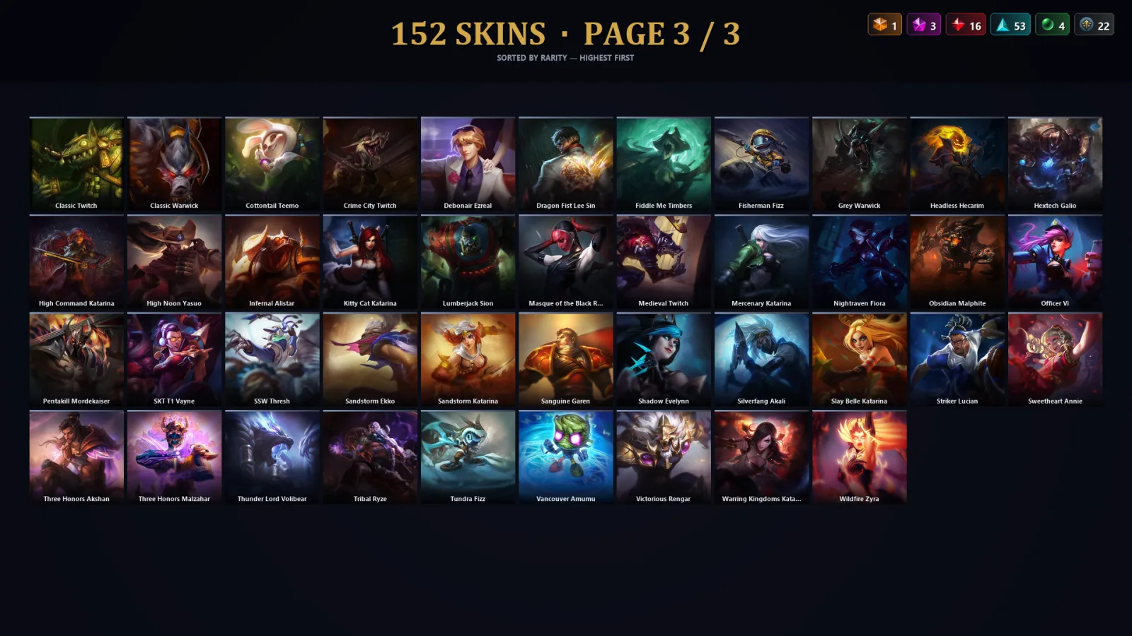 [LoL] | TR | Level 392 | Diamond IV | 173 Champions | 152 Skins | 107,944 BE