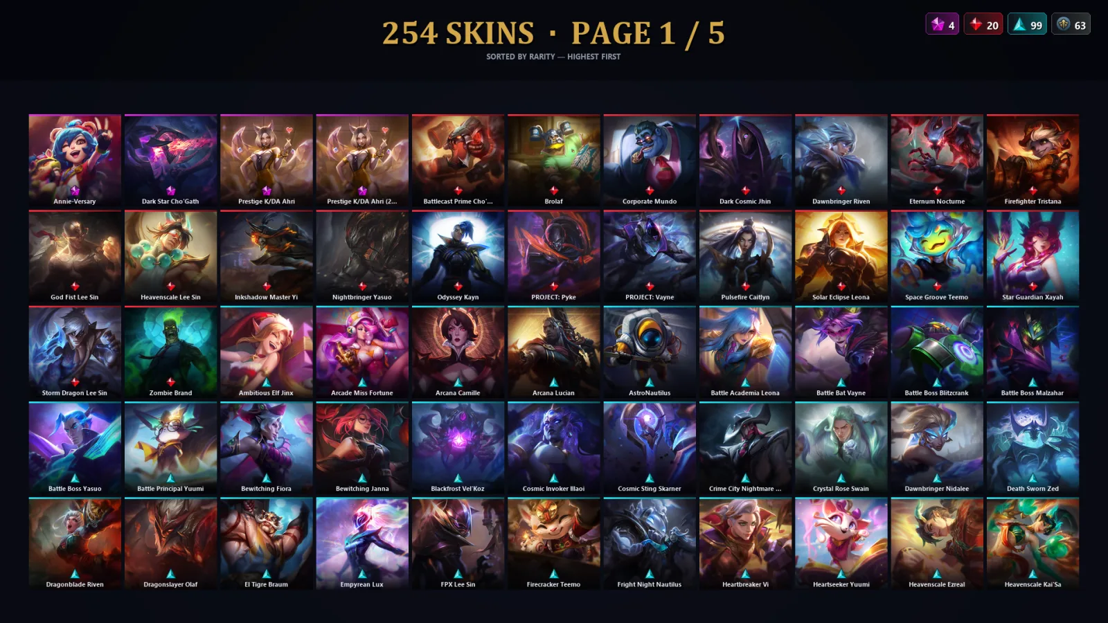 [LoL] | NA | Level 500 | 172 Champions | 222 Skins | 168,851 BE
