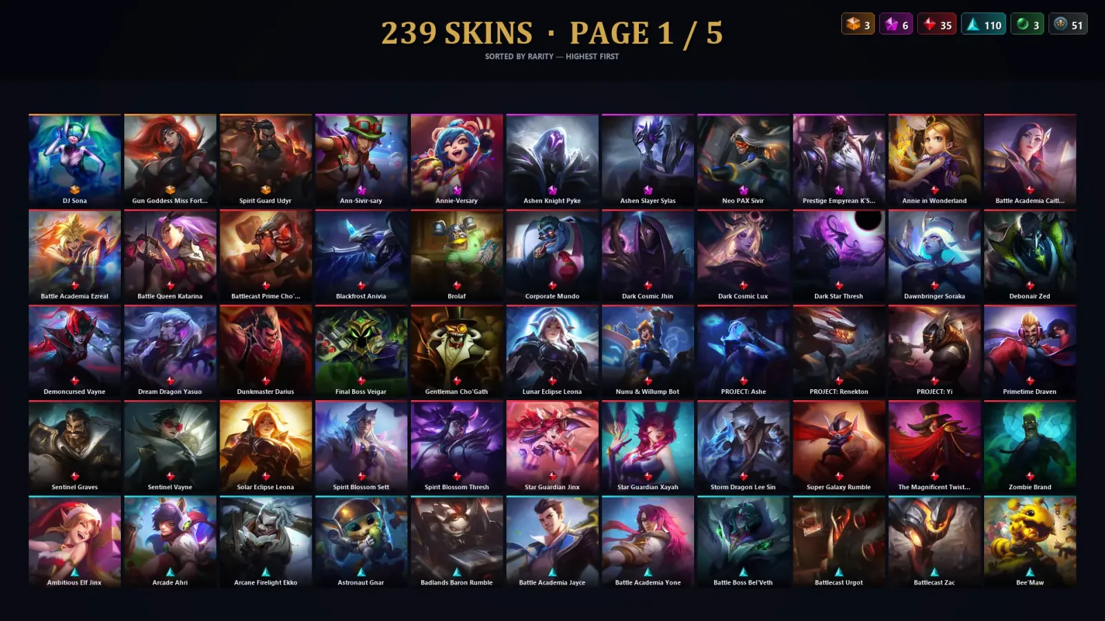[LoL] | EUW | Level 500 | 172 Champions | 239 Skins | 315,433 BE — LoL account