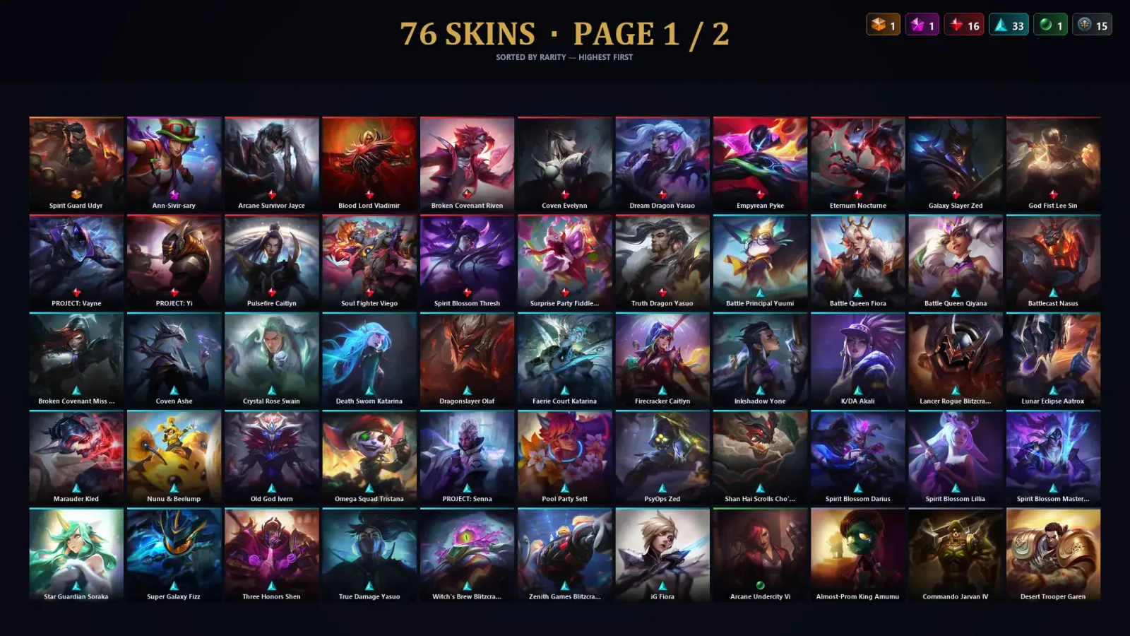 [LoL] | TR | Level 230 | Emerald III | 173 Champions | 76 Skins | 80,244 BE