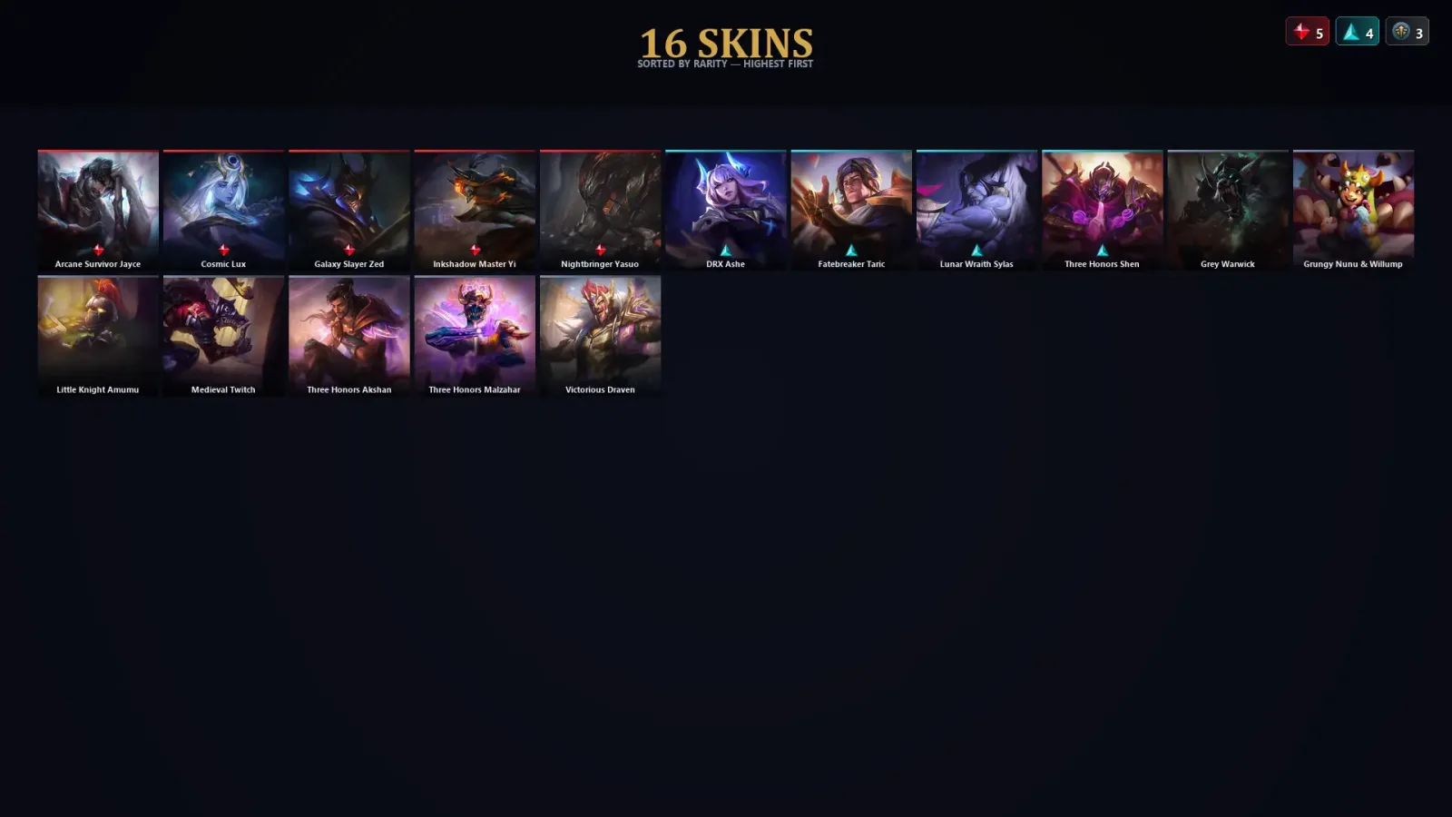 [LoL] | TR | Level 88 | Platinum IV | 138 Champions | 16 Skins — Lunar Wraith Sylas