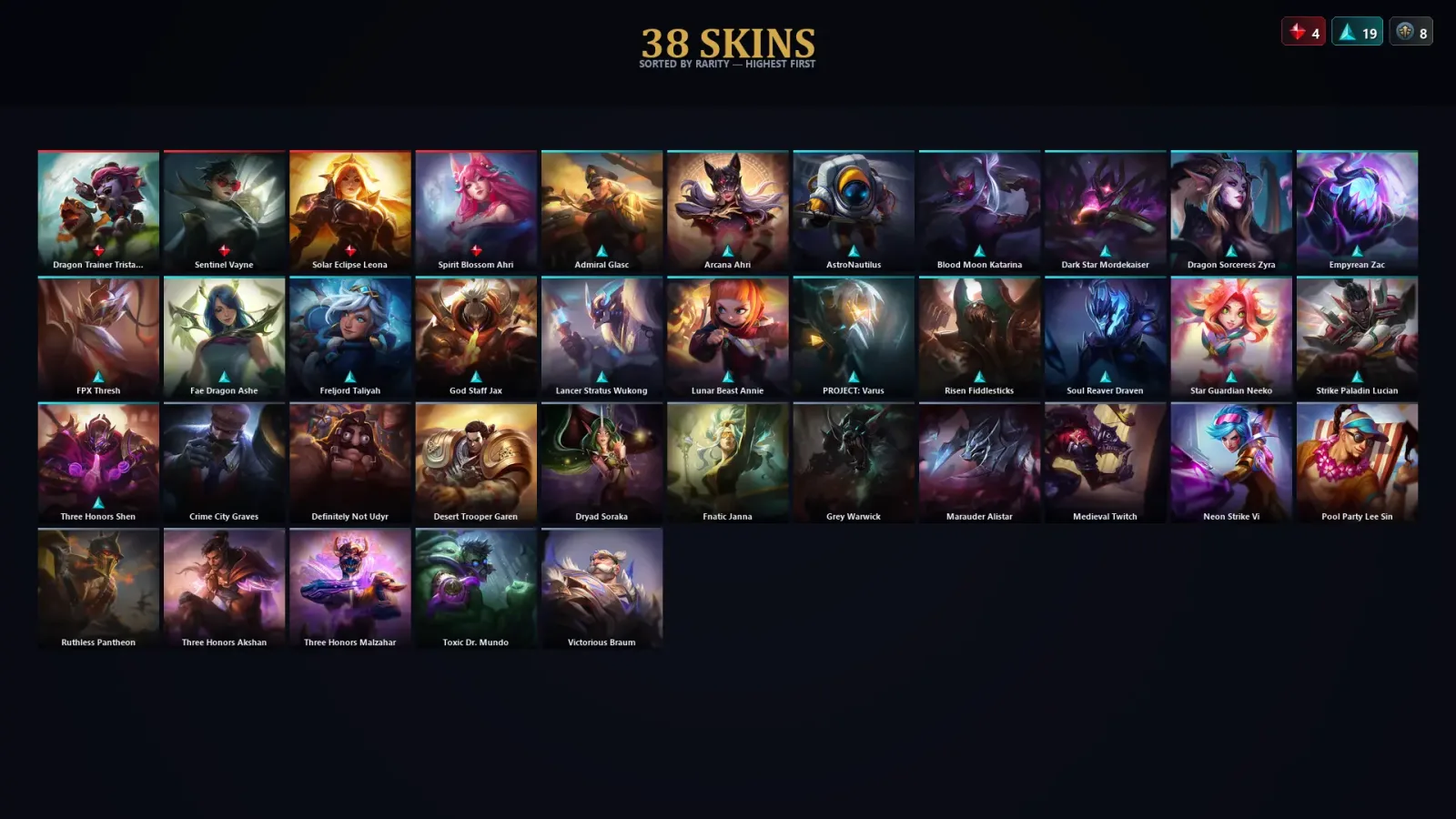 [LoL] | EUW | Level 97 | Gold II | 103 Champions | 38 Skins | 28,771 BE