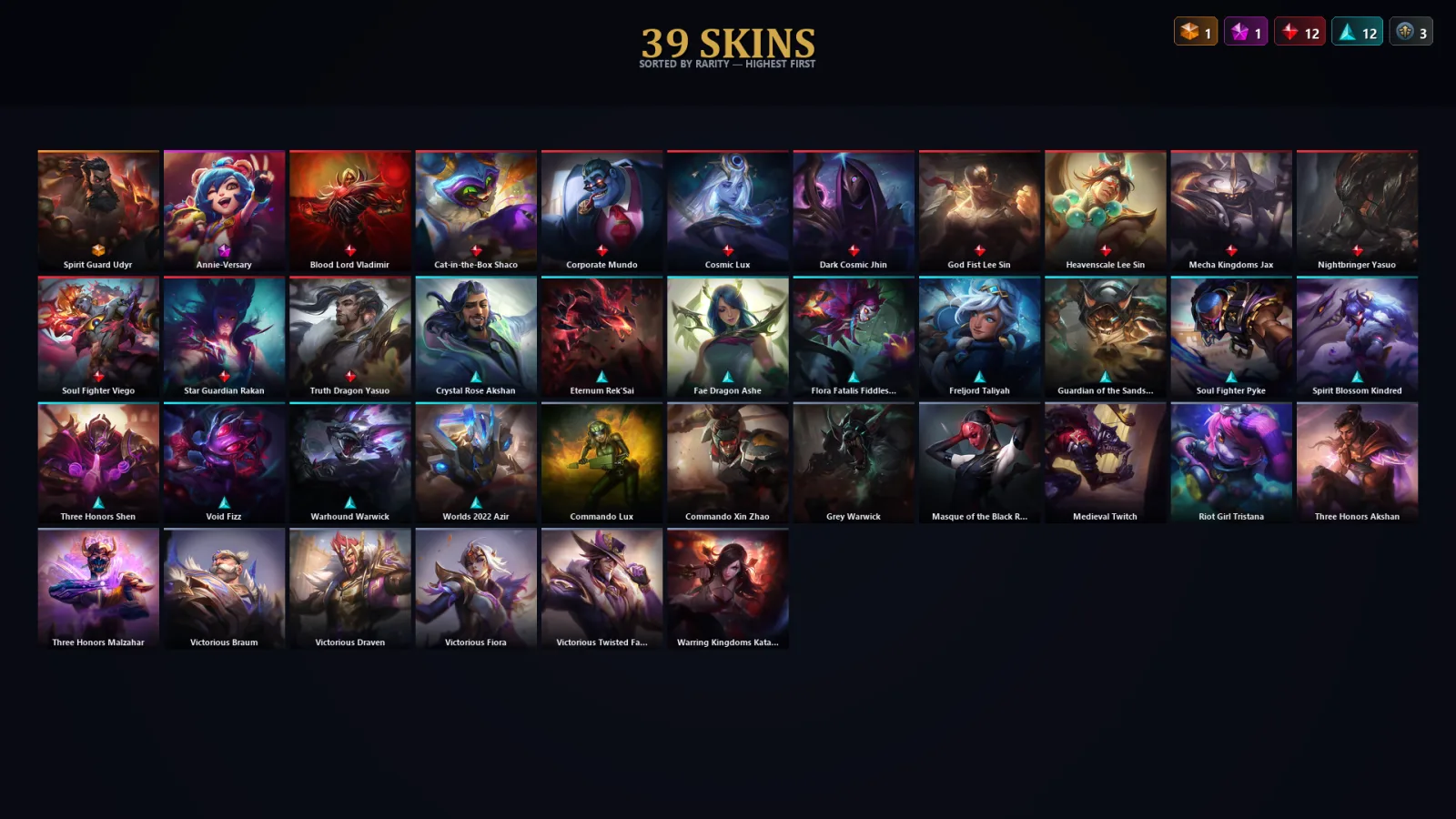 [LoL] | TR | Level 158 | Emerald II | 142 Champions | 39 Skins | 27,656 BE