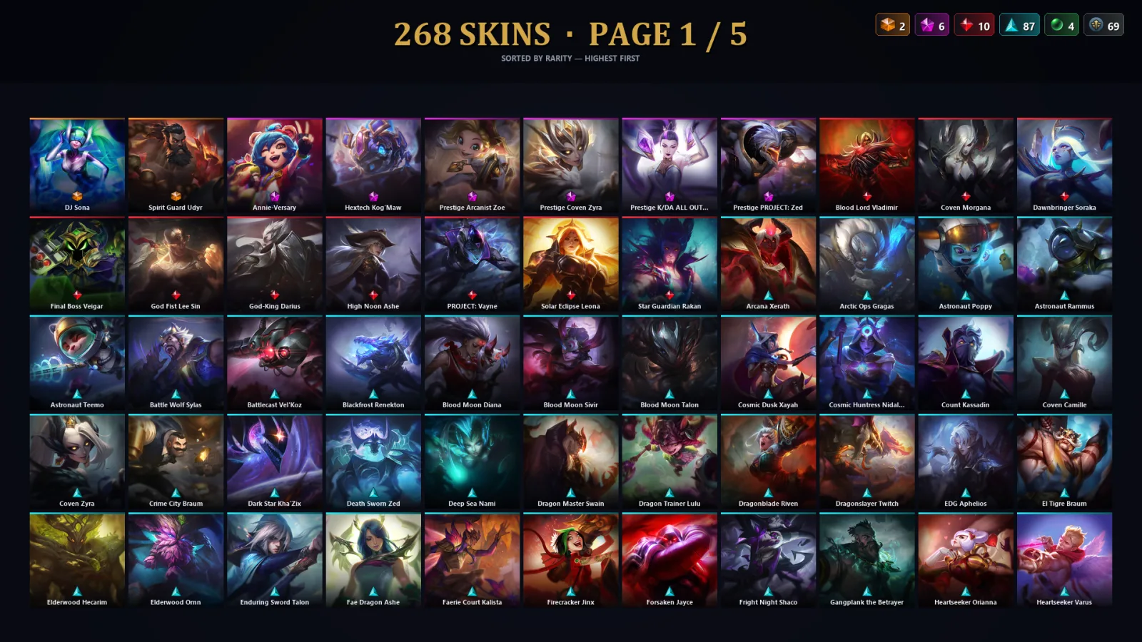[LoL] | EUW | Level 296 | 173 Champions | 268 Skins | 130,318 BE