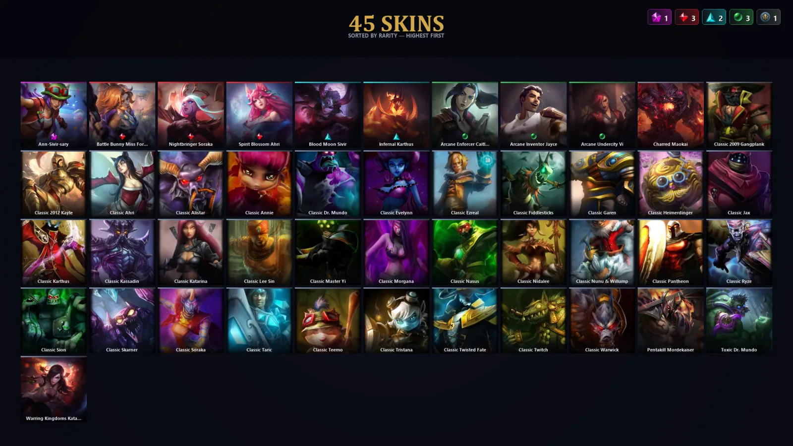 [LoL] | TR | Level 99 | Bronze II | 69 Champions | 45 Skins | 19,104 BE