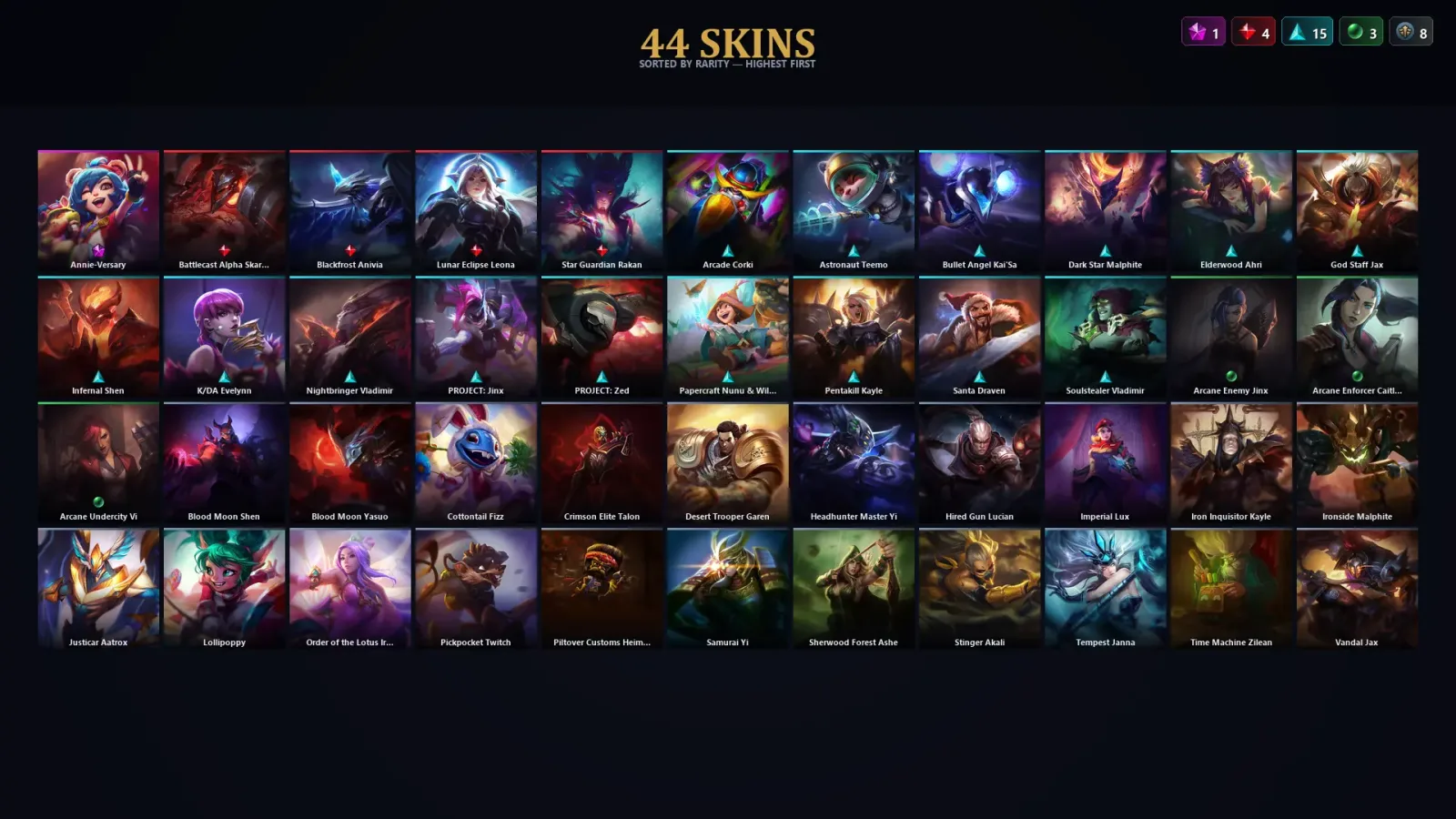 [LoL] | TR | Level 195 | 88 Champions | 44 Skins — LoL account