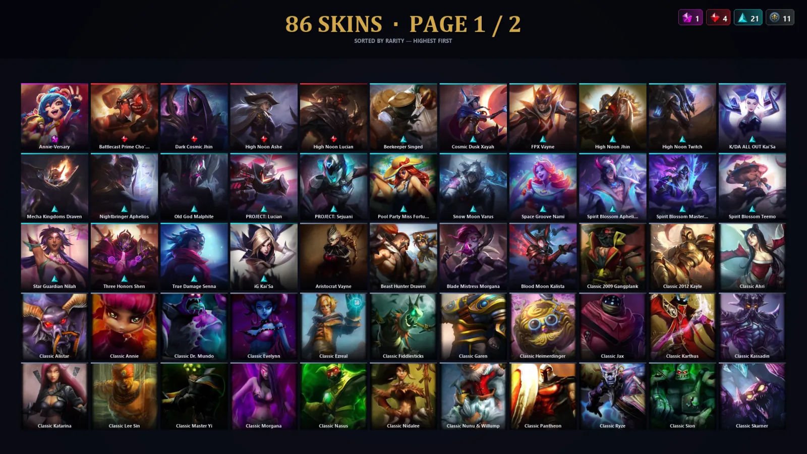 [LoL] | EUW | Level 100 | Emerald II | 81 Champions | 86 Skins