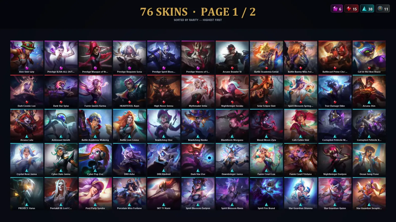 [LoL] | TR | Level 120 | Gold II | 158 Champions | 76 Skins — LoL account