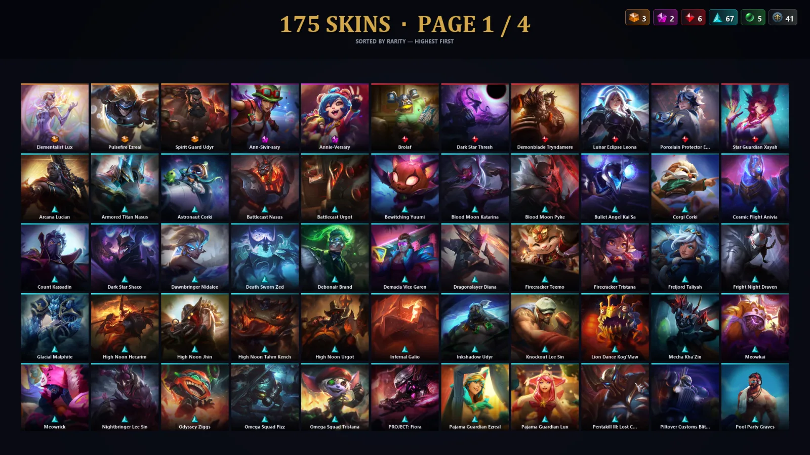 [LoL] | EUW | Level 260 | 173 Champions | 175 Skins | 231,299 BE