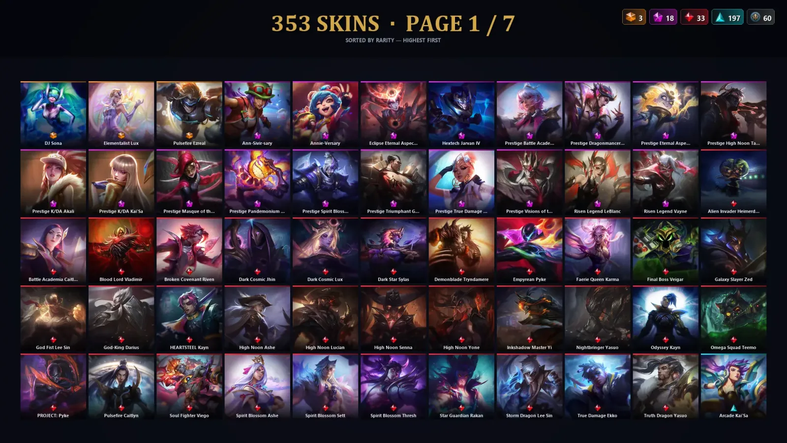 [LoL] | EUW | Level 500 | Platinum II | 173 Champions | 353 Skins | 10,005 BE