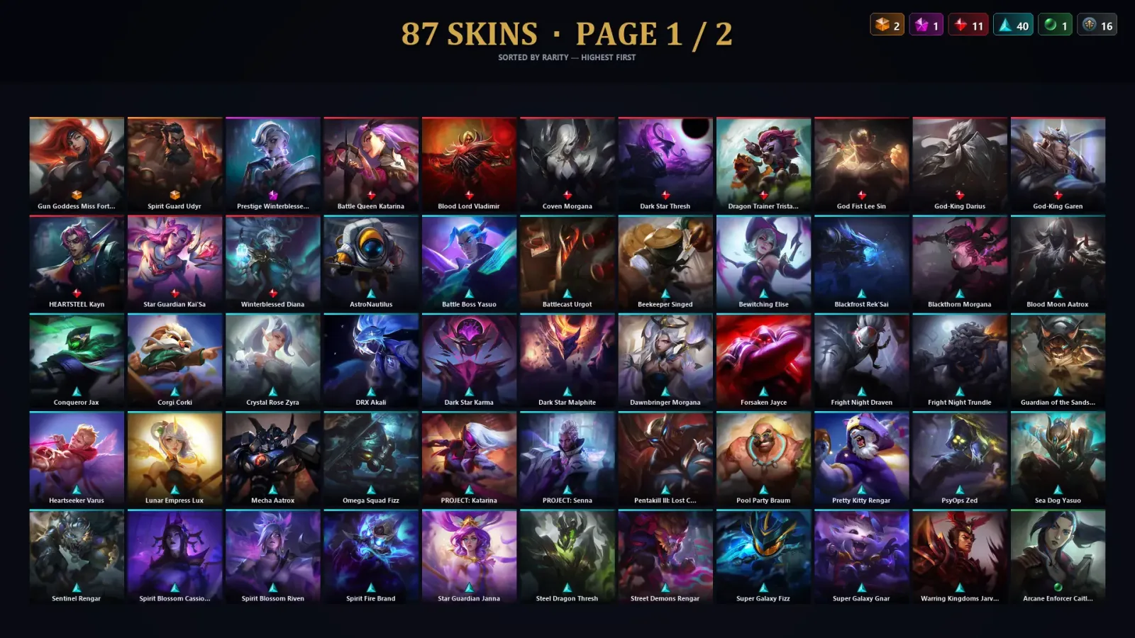 [LoL] | TR | Level 188 | 114 Champions | 87 Skins | 18,855 BE