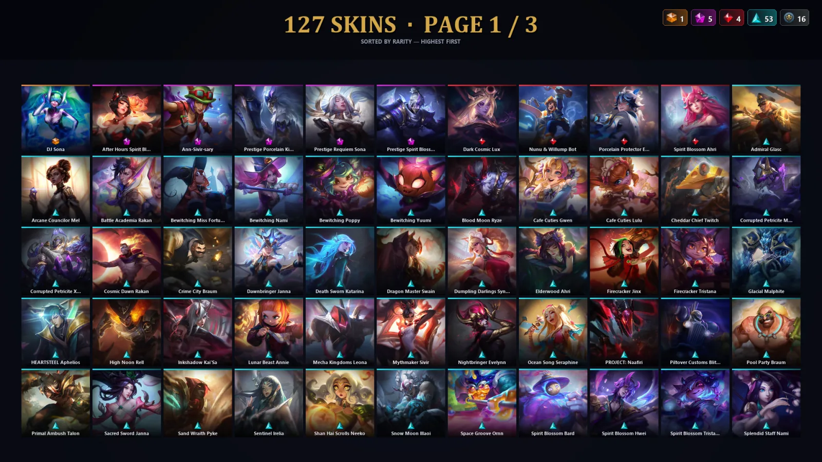 [LoL] | EUW | Level 192 | Diamond I | 145 Champions | 127 Skins | 29,535 BE