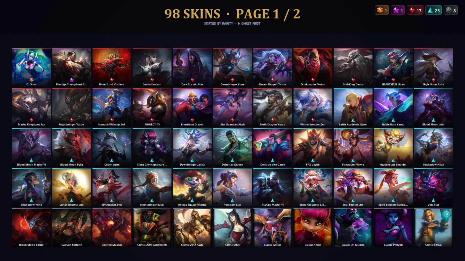[LoL] | TR | Level 247 | Gold I | 89 Champions | 66 Skins | 217,484 BE