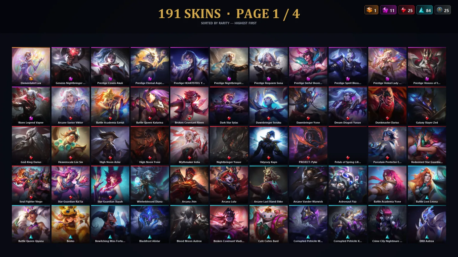 [LoL] | TR | Level 189 | Emerald II | 127 Champions | 191 Skins | 15,021 BE