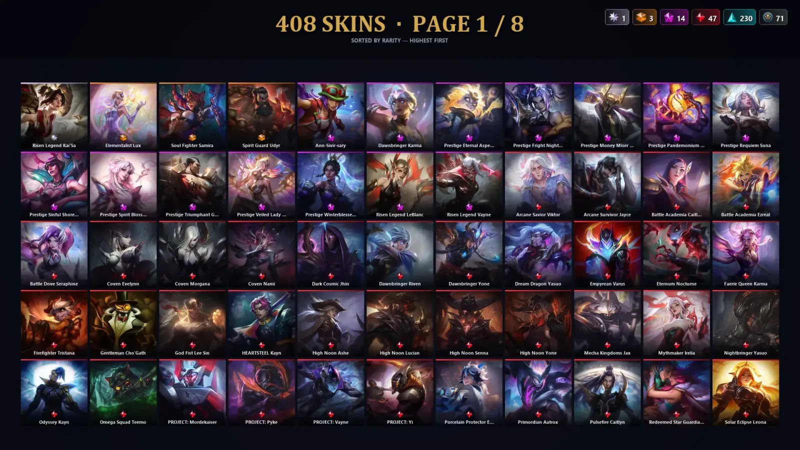 [LoL] | EUW | Level 444 | 173 Champions | 408 Skins | 30,742 BE
