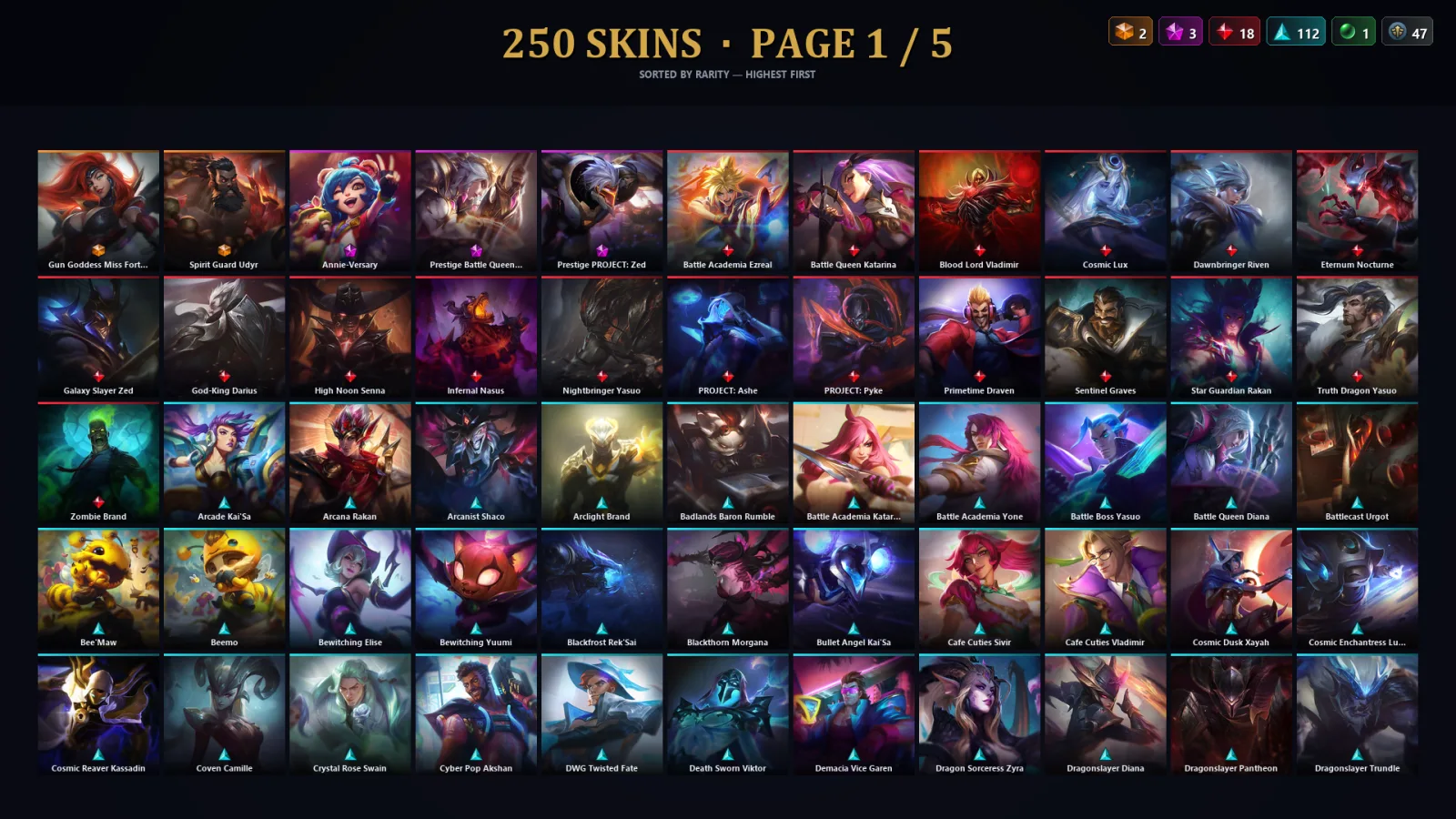 [LoL] | NA | Level 321 | 168 Champions | 218 Skins | 15,286 BE