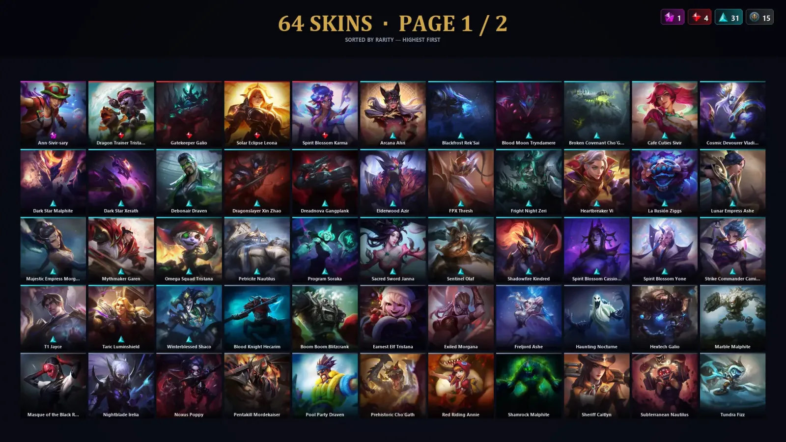 [LoL] | TR | Level 30 | Master | 173 Champions | 64 Skins | 107,725 BE