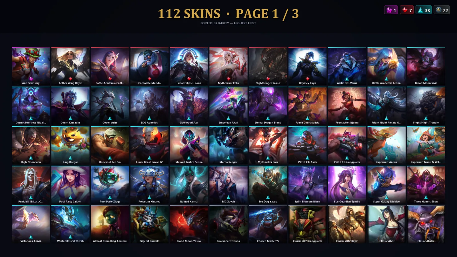 [LoL] | TR | Level 115 | Platinum III | 172 Champions | 80 Skins | 45,233 BE