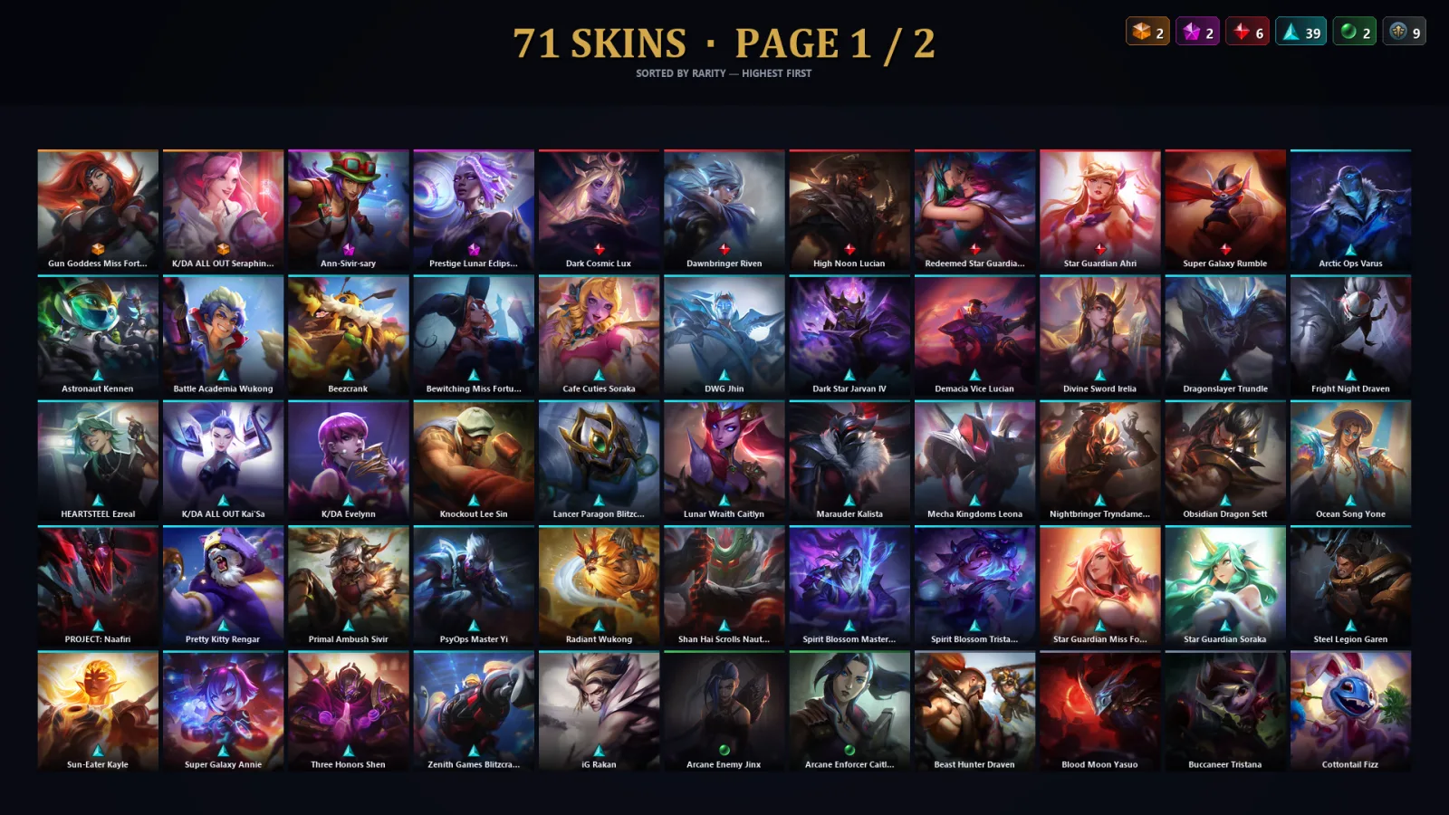 [LoL] | TR | Level 193 | Platinum III | 173 Champions | 71 Skins | 25,979 BE