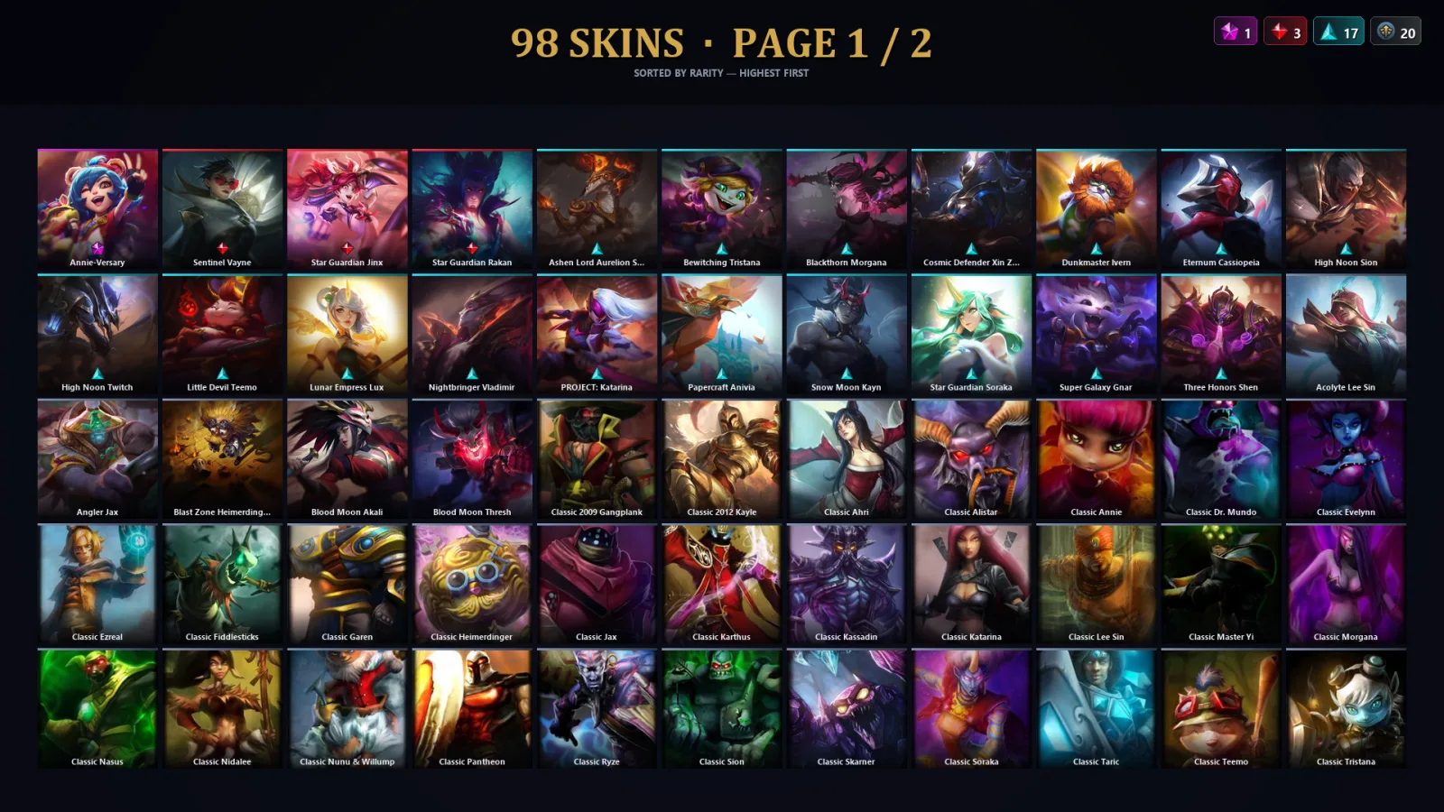 [LoL] | TR | Level 220 | Diamond II | 173 Champions | 98 Skins | 14,846 BE