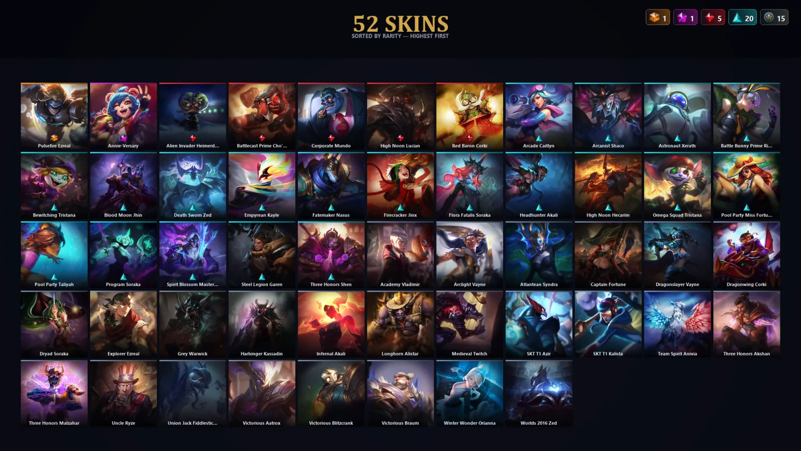 [LoL] | EUW | Level 161 | Diamond IV | 122 Champions | 52 Skins