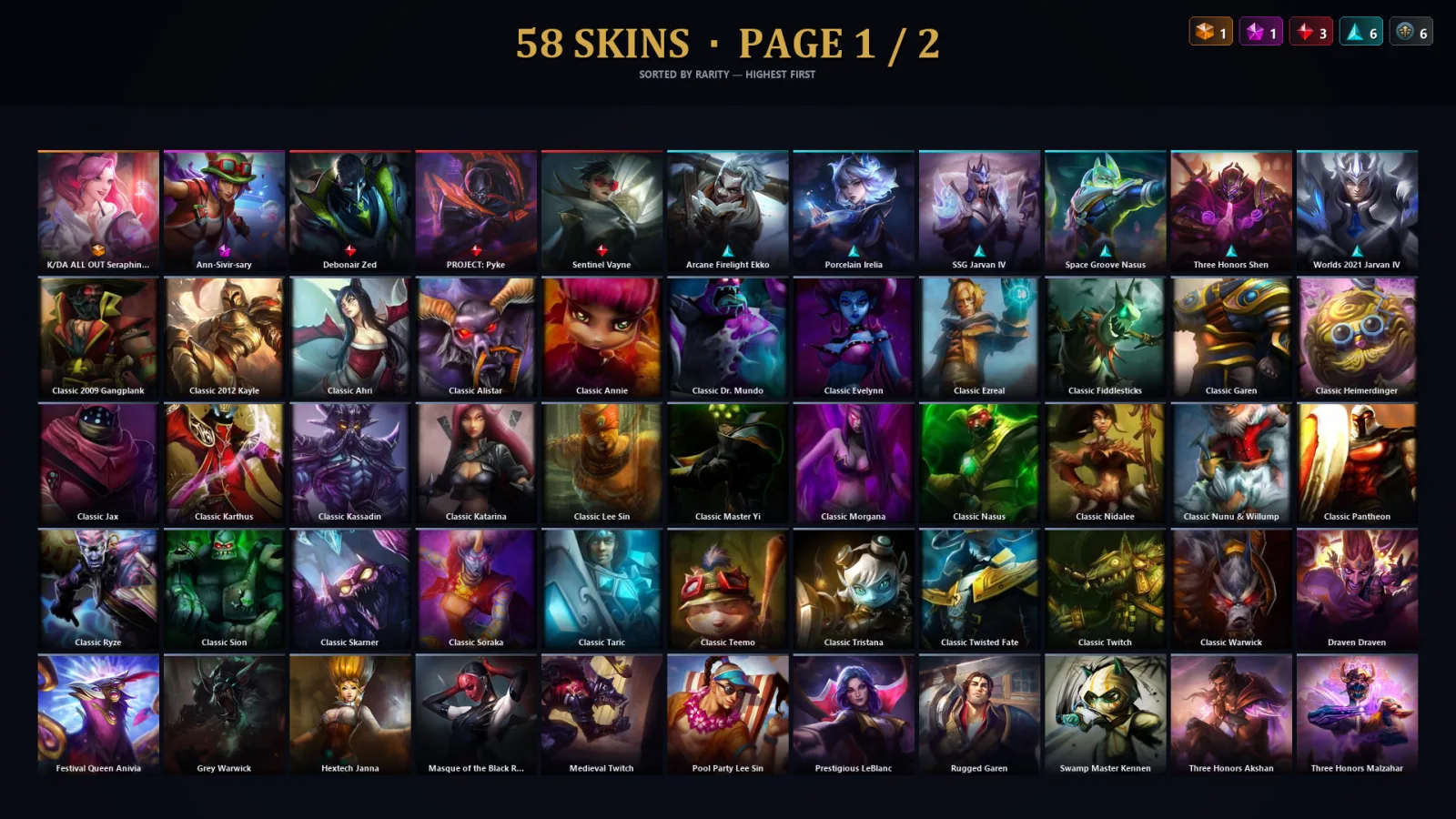 [LoL] | EUW | Level 65 | Diamond II | 80 Champions | 58 Skins | 25,697 BE