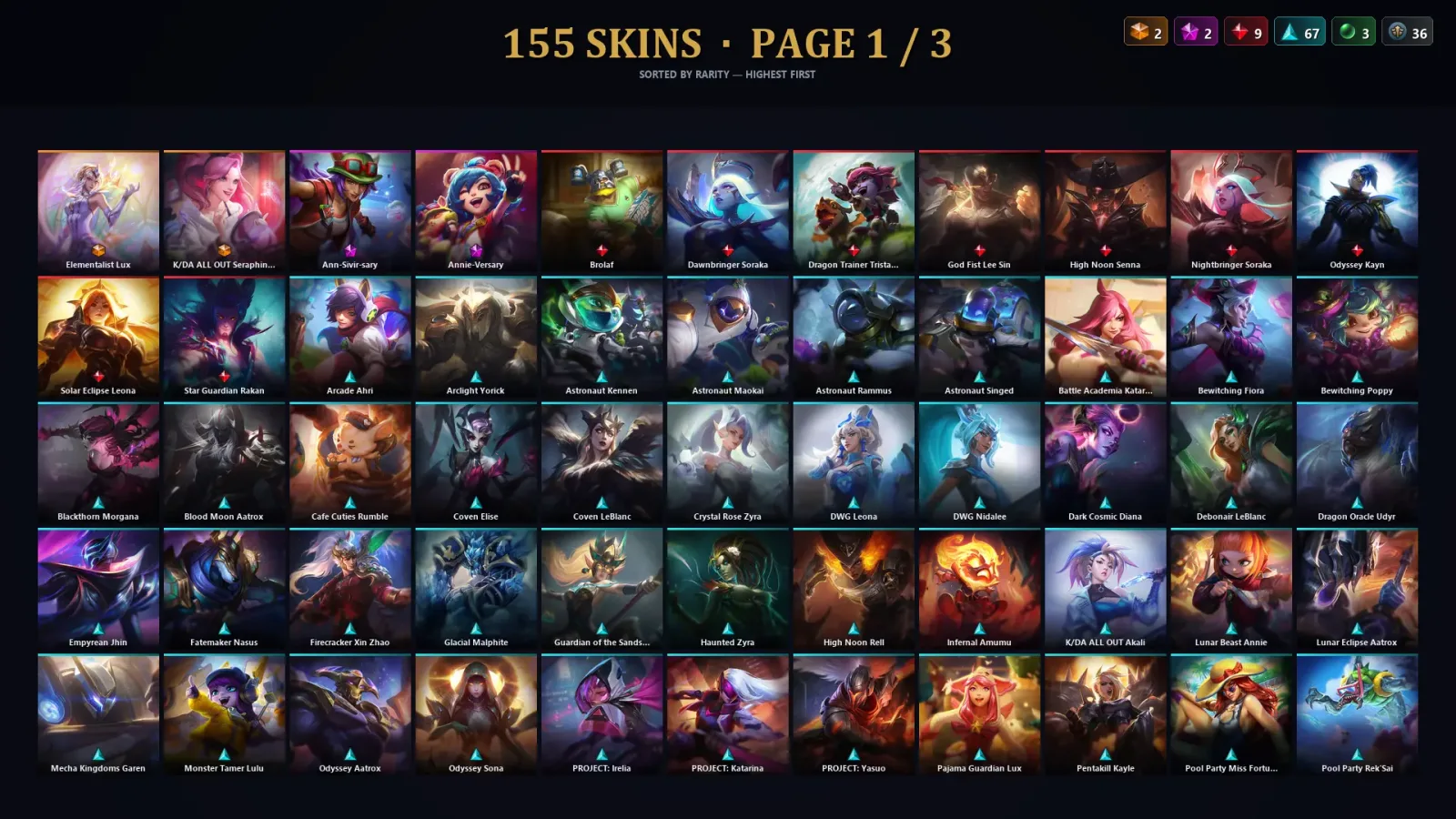 [LoL] | TR | Level 268 | Diamond II | 172 Champions | 155 Skins | 60,602 BE — LoL account