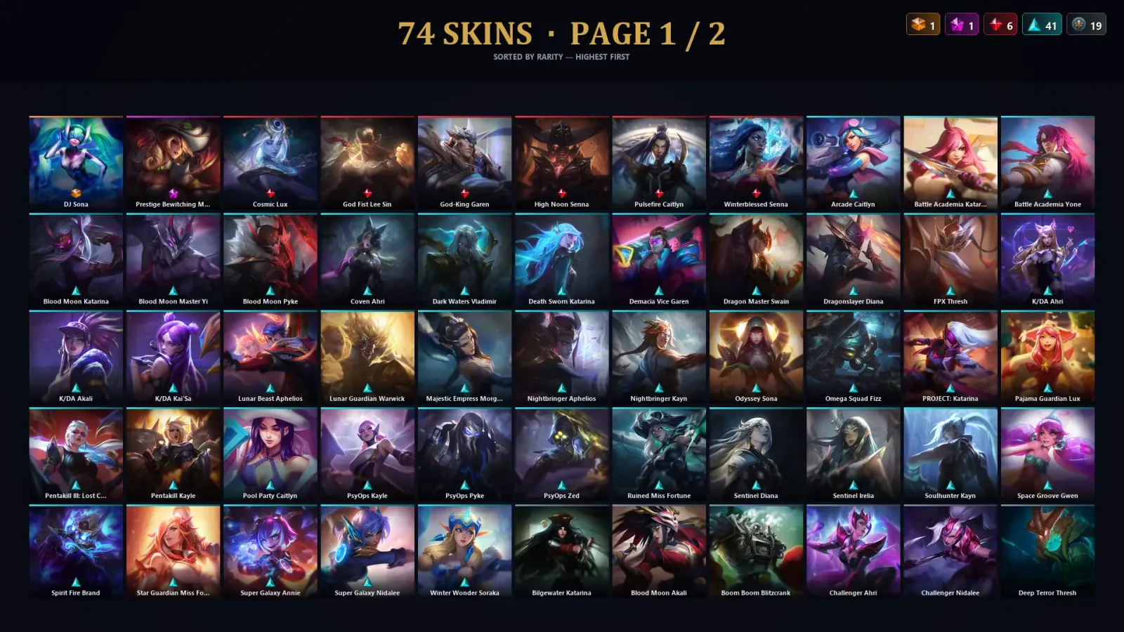 [LoL] | TR | Level 165 | 52 Champions | 74 Skins | 15,884 BE — LoL account