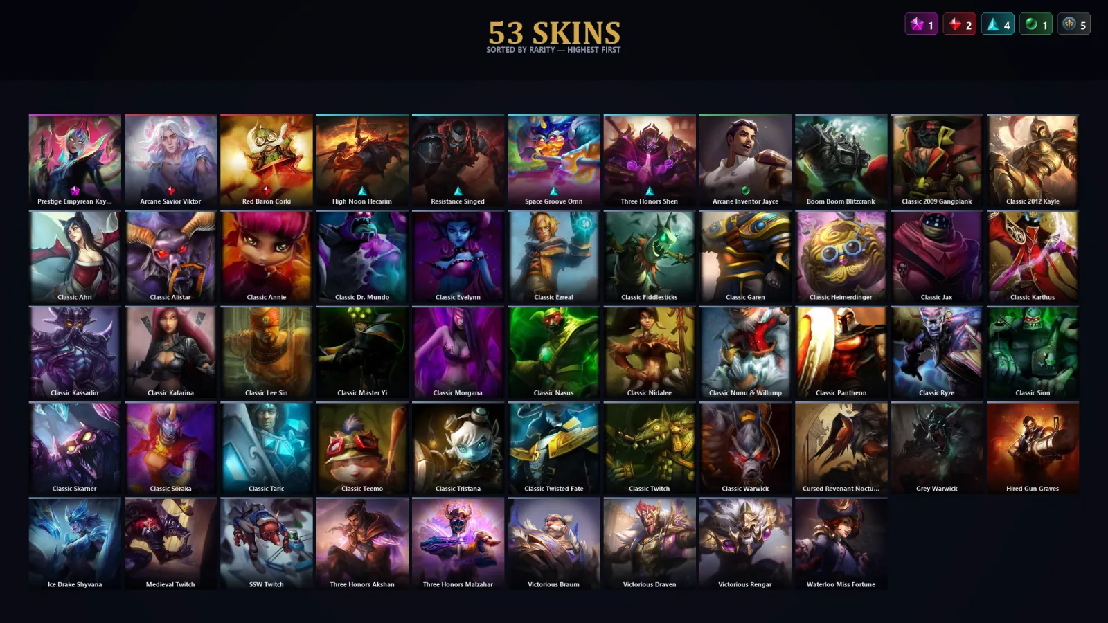 [LoL] | EUW | Level 77 | Emerald III | 158 Champions | 53 Skins