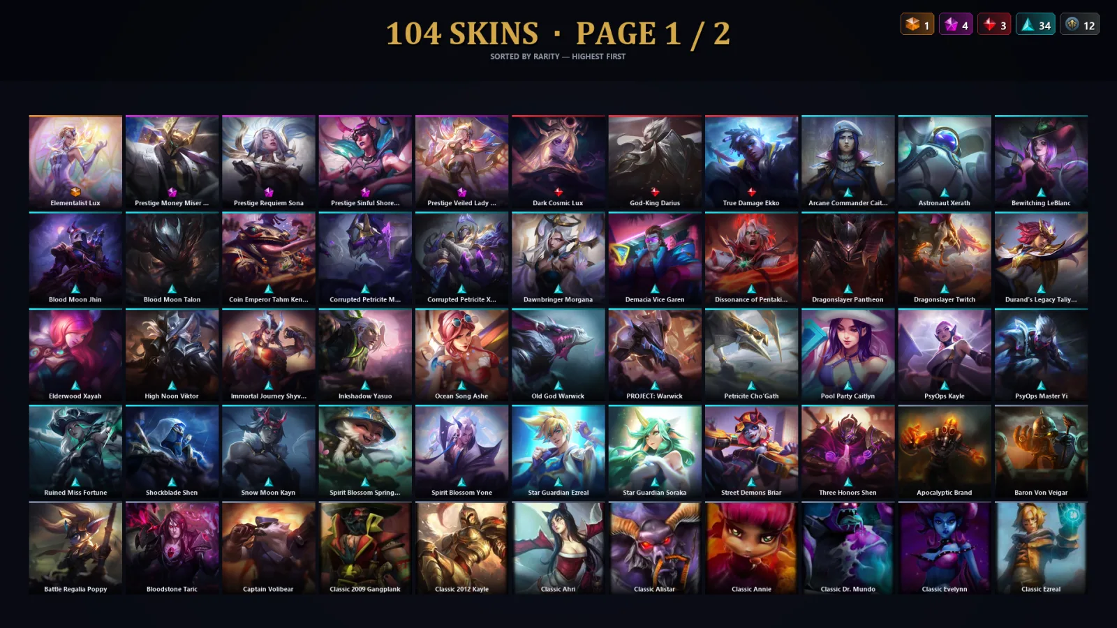 [LoL] | TR | Level 121 | Bronze II | 153 Champions | 104 Skins