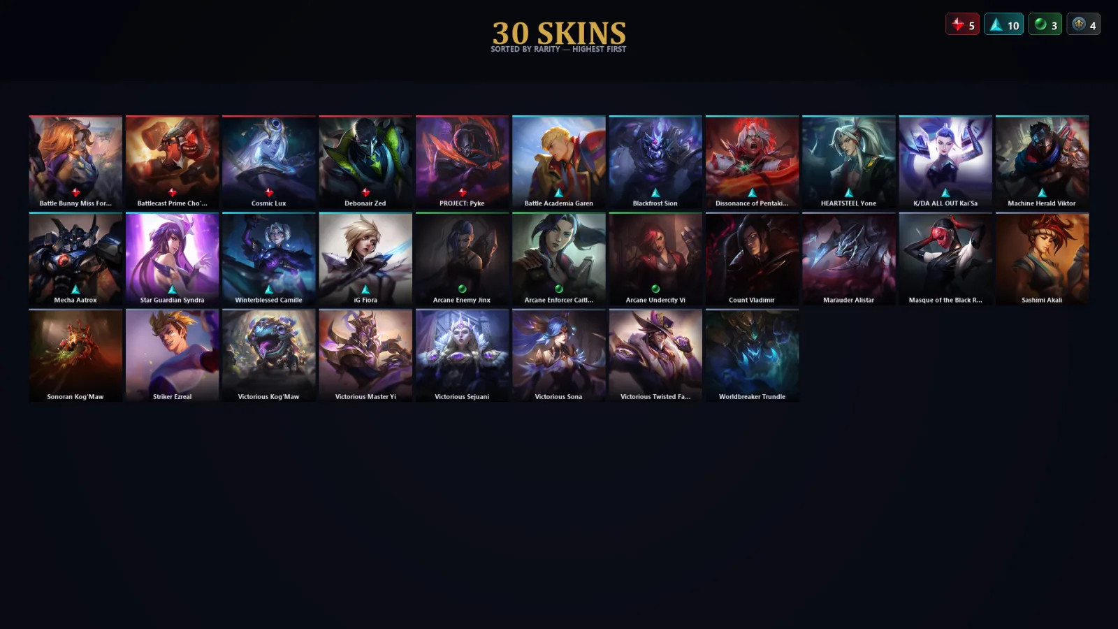 [LoL] | TR | Level 109 | 70 Champions | 30 Skins
