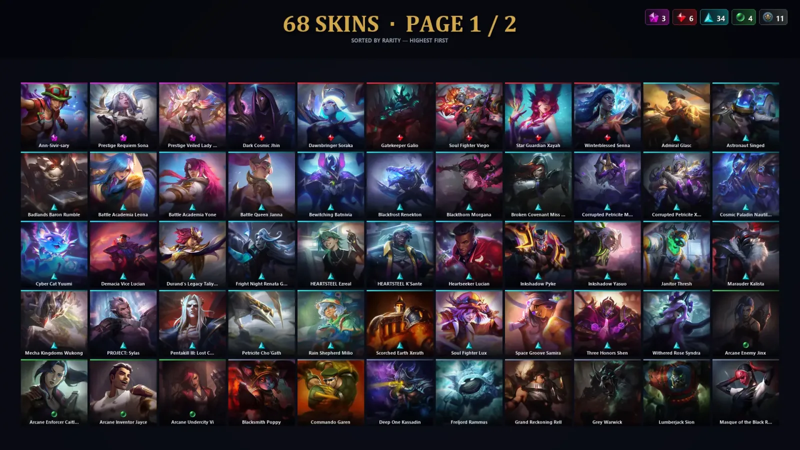 [LoL] | TR | Level 227 | Emerald IV | 172 Champions | 68 Skins | 116,134 BE — LoL account