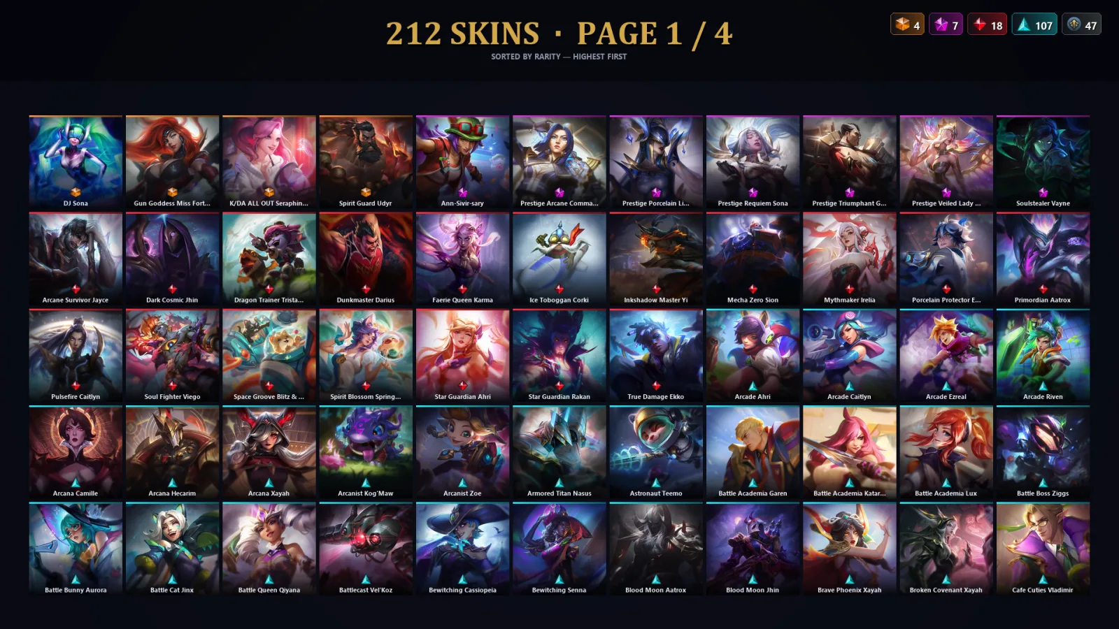 [LoL] | NA | Level 475 | 173 Champions | 212 Skins | 75,514 BE