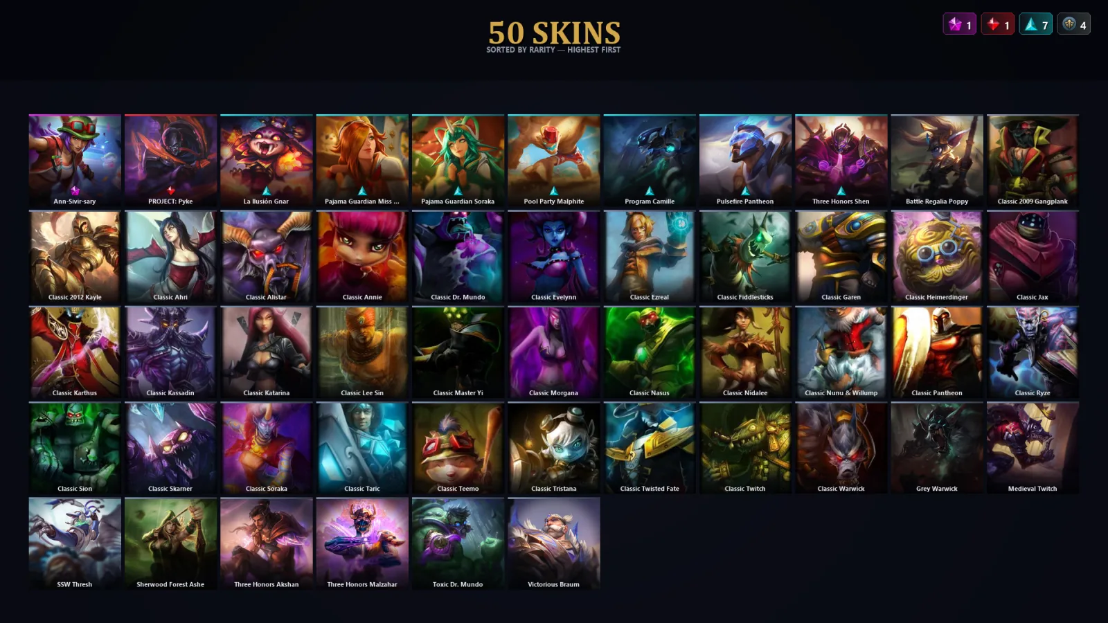 [LoL] | TR | Level 50 | Emerald IV | 81 Champions | 18 Skins