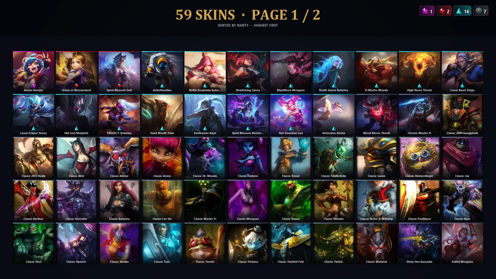 [LoL] | TR | Level 135 | 63 Champions | 59 Skins | 14,838 BE