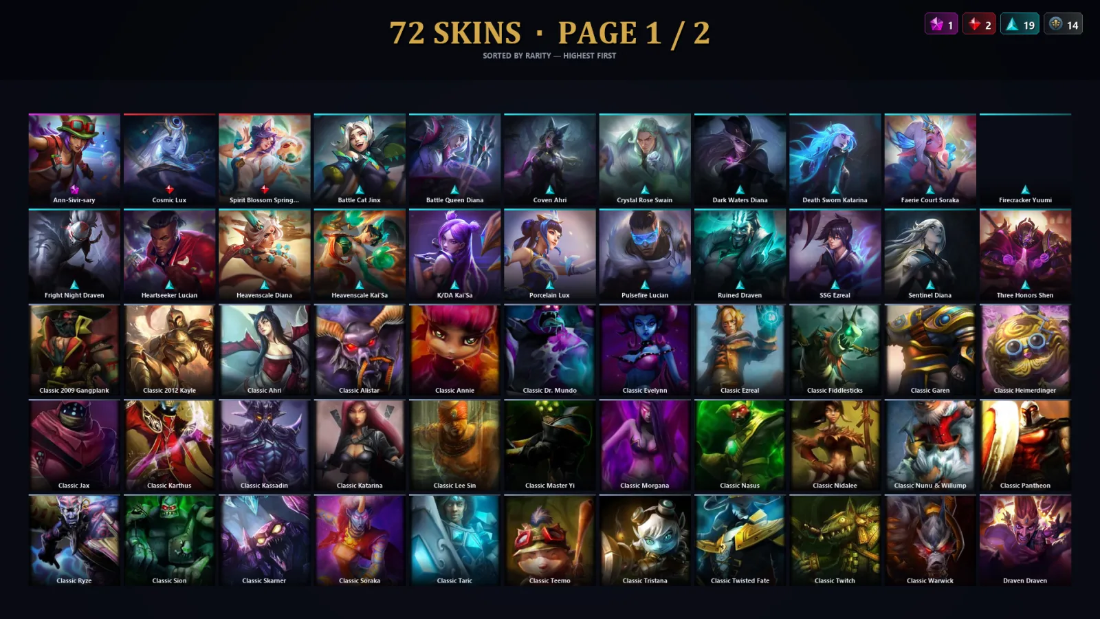 [LoL] | TR | Level 123 | Diamond II | 159 Champions | 72 Skins